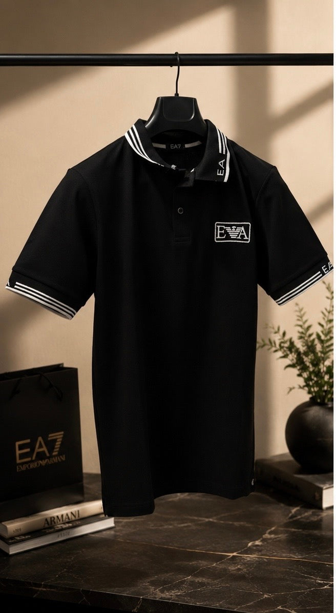 EA7 Polo Yaka T-Shirt Siyah